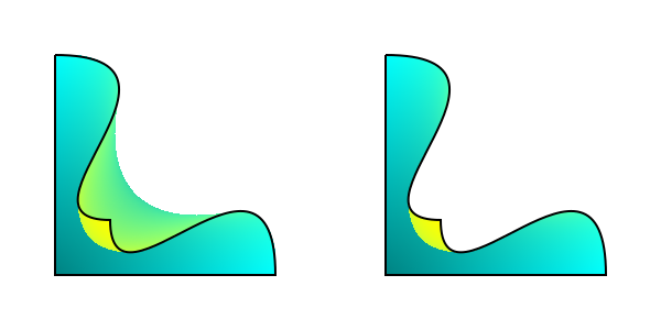Two simple one patch meshes with thick black strokes along
       the outsides.