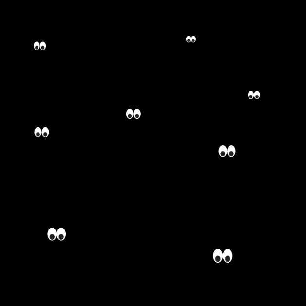 Multiple use-copies of a creature-symbol on a black background; the use elements have visibility: hidden, but the creatures' eyes have visibility: visible.